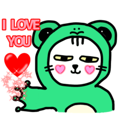 [LINEスタンプ] 着ぐるみ着たネコ☆カエルバージョン