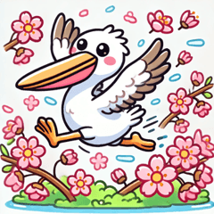 [LINEスタンプ] ペリカンと桜のスタンプ@SFW