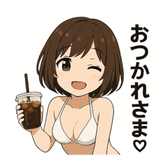 [LINEスタンプ] 癒しのカフェ店員お姉さん(水着Ver.)