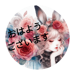 [LINEスタンプ] 【敬語】うさ耳女子(春)