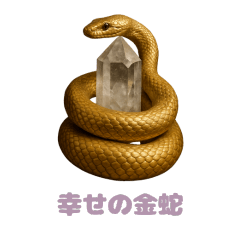 [LINEスタンプ] なぜが幸せが訪れる金の蛇