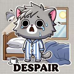 [LINEスタンプ] 朝起きたら絶望してるネコ