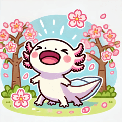 [LINEスタンプ] ウーパールーパーと桜のスタンプ@SFW