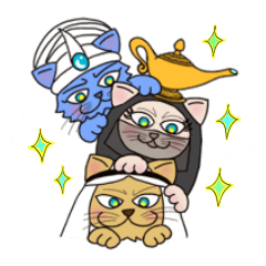 [LINEスタンプ] アラブ（イスラム）猫と魔法のランプ（英）