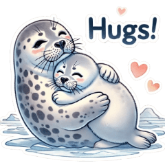[LINEスタンプ] かわいいゴマフアザラシ親子スタンプ