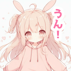 [LINEスタンプ] ウサ耳パステルピンクの女の子スタンプ