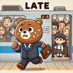 [LINEスタンプ] 満員電車のクマ