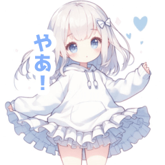 [LINEスタンプ] 水色×フリルリボンの女の子スタンプ