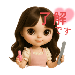 [LINEスタンプ] 巻き髪ドールフェイスちゃん♡ネイリスト版
