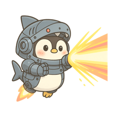 [LINEスタンプ] サメメカぺんぎん出撃中！