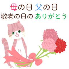 [LINEスタンプ] 母の日・父の日の感謝のありがとうのねこ