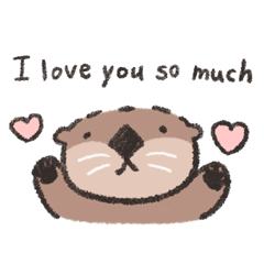 [LINEスタンプ] ラッコのミーバオとママの日常 (英語)