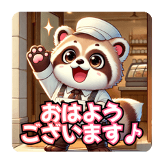 [LINEスタンプ] たぬきのPon吉〜カフェ店員〜