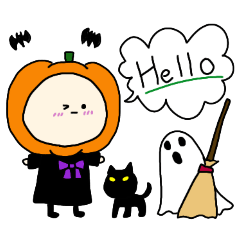 [LINEスタンプ] ハロウィンかぼちゃコスプレのベビー
