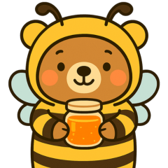 [LINEスタンプ] 着ぐるみくまちゃん「ミツバチに変身！」