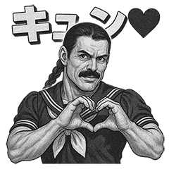 [LINEスタンプ] 筋肉スクールガールの劇画スタンプ