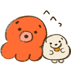 [LINEスタンプ] プクがいてタコがいる