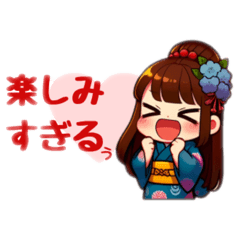 [LINEスタンプ] 浴衣美人ちゃん達の元気なメッセージ