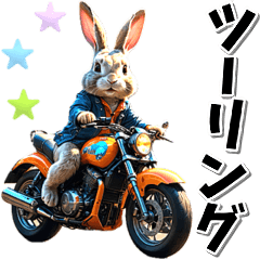 [LINEスタンプ] ツーリング♡バイク好き うさぎ (春夏)