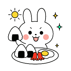 [LINEスタンプ] 食事する白うさぎ①