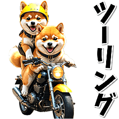 [LINEスタンプ] ツーリング♡バイク好き 豆柴 (春夏)