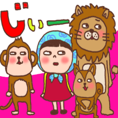 [LINEスタンプ] ほっかむり花ちゃんと動物たち10