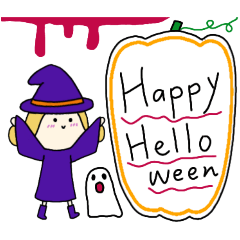 [LINEスタンプ] 丸顔魔女（長女）ハロウィン）