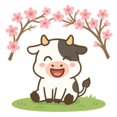 [LINEスタンプ] ウシと桜のスタンプ@SFW