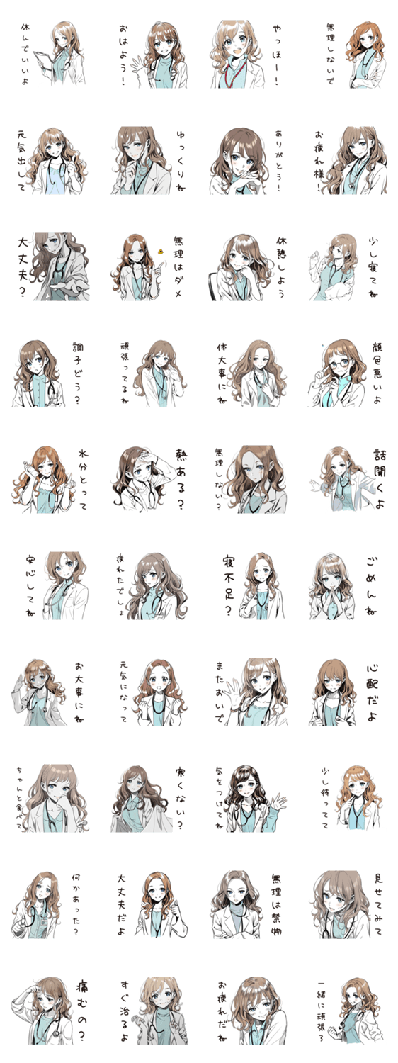 優しい保健室女子のスタンプ詳細