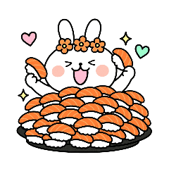 [LINEスタンプ] 食事する白うさぎ②（爆）