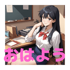 [LINEスタンプ] 木之本レール作AIあいちゃん白紺挨拶専門