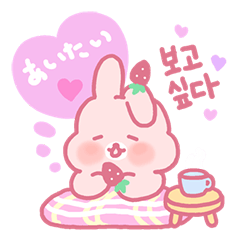 [LINEスタンプ] 苺うさぎベリッポの日常 (韓国語/日本語)