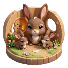 [LINEスタンプ] 3D ウサギの家族の画像（メイン）