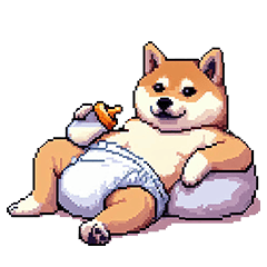 [LINEスタンプ] 赤ちゃん太っちょ柴犬 おむつ履いてます
