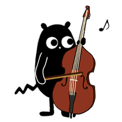 [LINEスタンプ] 【動く】くろこげ♪チェロコントラバス弾く