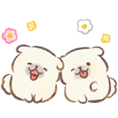 [LINEスタンプ] ぽてぽてペキニーズ 水彩タッチ！