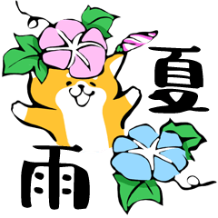 [LINEスタンプ] ふでしば34【雨、夏】柴犬