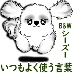 [LINEスタンプ] New B＆W シーズー犬  「いつも使う言葉」