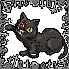 [LINEスタンプ] アンデッド動く⚰️ゾンビ黒猫