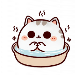 [LINEスタンプ] お風呂猫 どうしたらいいかわからない,