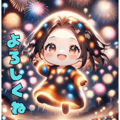[LINEスタンプ] 花火きらめく女子