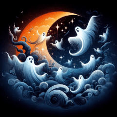 [LINEスタンプ] 夜空のハロウィンおばけ