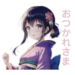 [LINEスタンプ] ギャルゲ風女子 着物ver