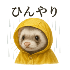 [LINEスタンプ] 【梅雨入り】雨の日のフェレットの報告