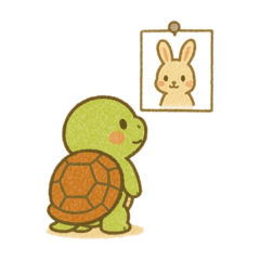 [LINEスタンプ] カメさん、うさぎちゃんに恋してる