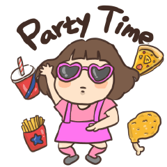 [LINEスタンプ] カーリーサスペンダースカートの女の子3