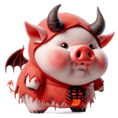 [LINEスタンプ] 悪魔ピンクブタ お金がない