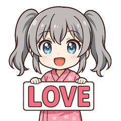 [LINEスタンプ] メルフィ：ピンク浴衣編